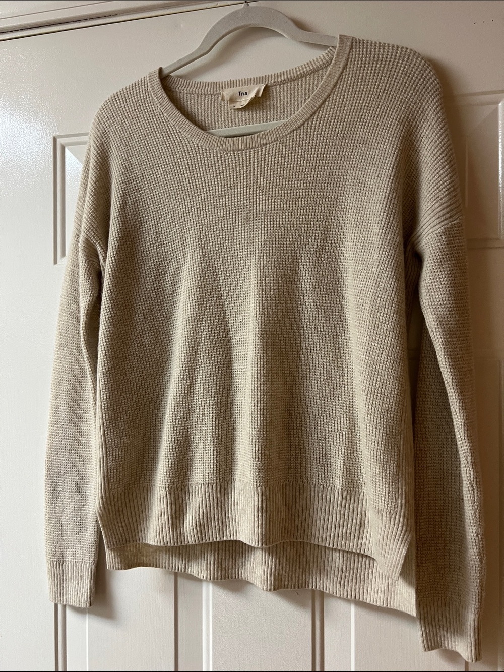 TNA Neutral Cream Knit Crewneck Sweater